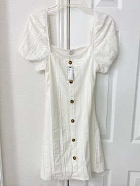 River Island White Button Up Dress